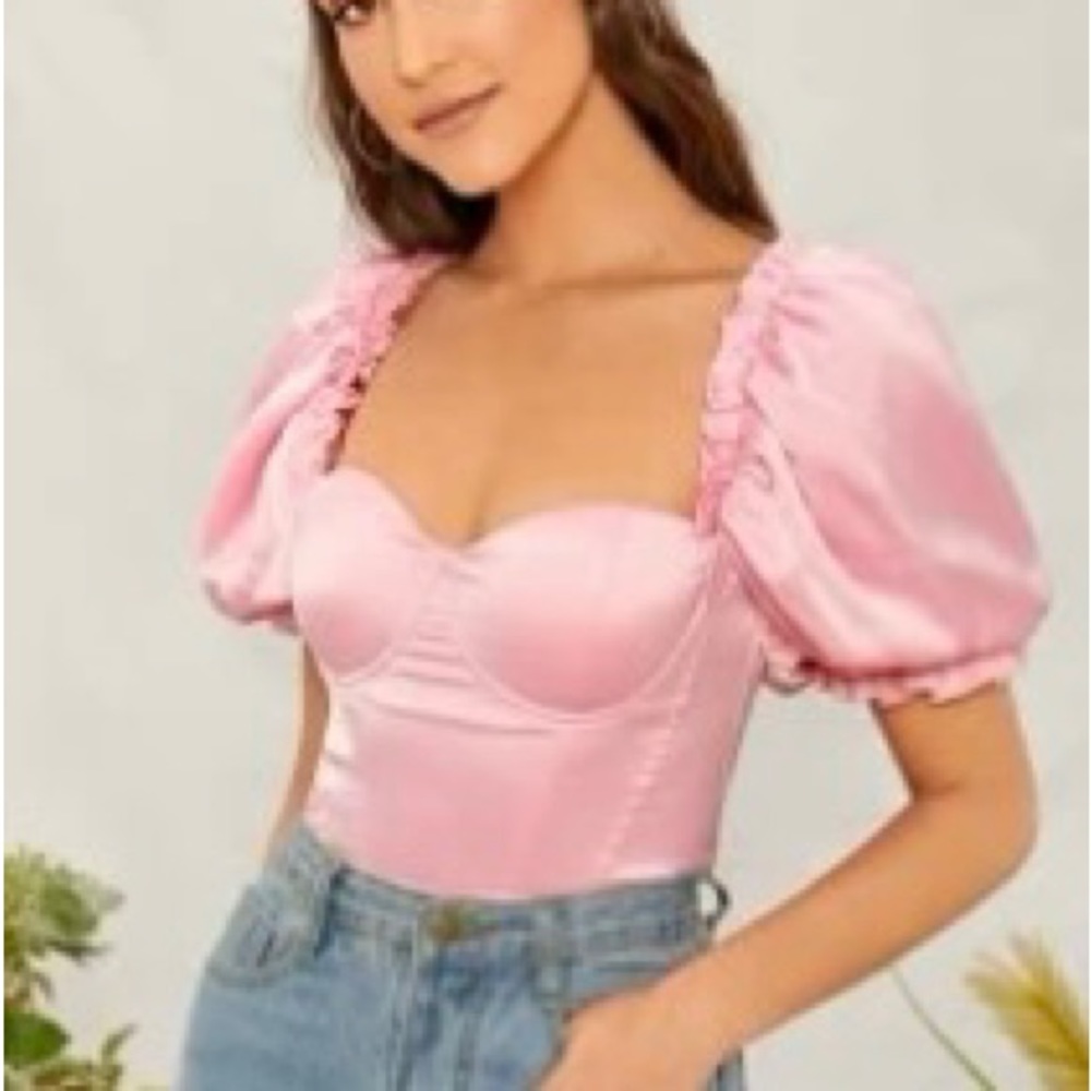 very bright pink bustier pink top